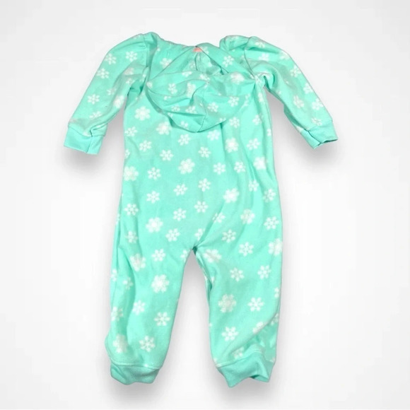 4/$20 Carter’s Turquoise Fleece Hooded Sleeper/Footie - Picture 3 of 4